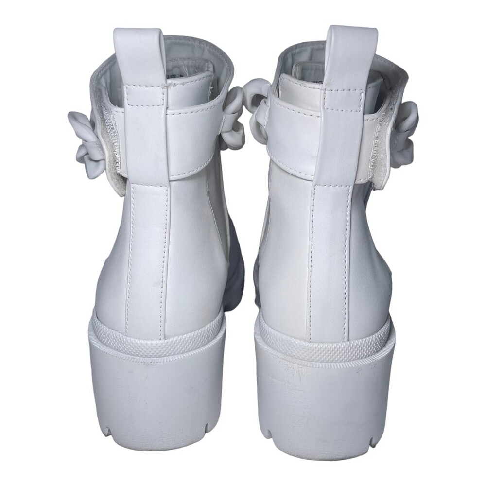 Steve Madden Boots Womens 9.5M White Ankle Chunky Sole Chain Detail Pull Tab - Picture 4 of 8